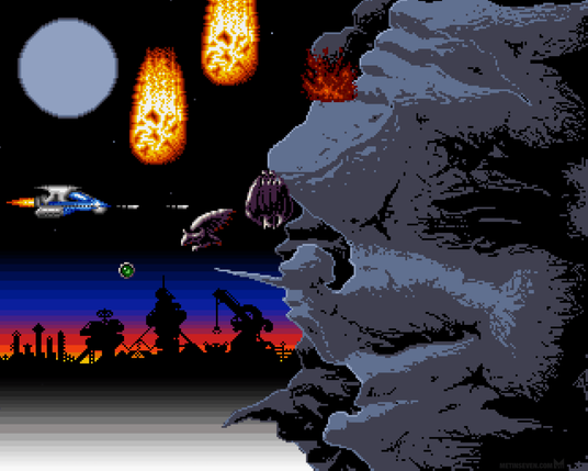Screenshot from the 1990 Amiga shoot-'em-up game Venom Wing.