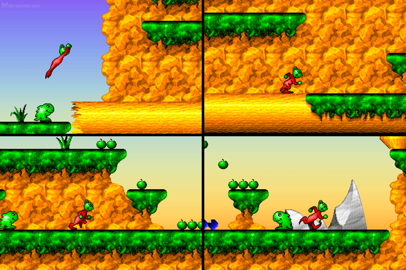 Screenshot compilation of the 1994 AGA Amiga version of the Moon Child platform game.