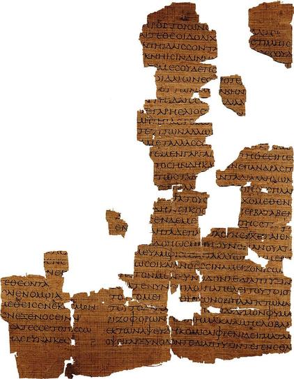 The Strasbourg Empedocles papyrus contained over 50 lines from Empedocles' work On Nature that were not published until 1999.

Multiple torn, irregular fragments of ancient papyrus, dark brown with age, bearing neat columns of Greek uncial script in black ink. 

https://en.wikipedia.org/wiki/Empedocles#/media/File:Empedokles_fragment_Physika_I_262%E2%80%93300.jpg