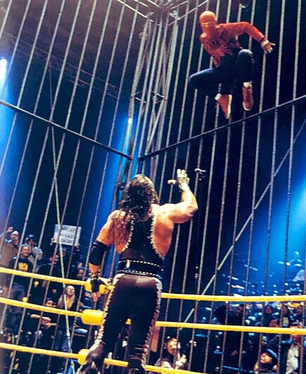 Randy Savage as BONESAW reaches for Spider-Man from the 2002 Spider-Man movie