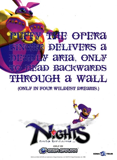 Advertisement for NiGHTS into Dreams on Sega Saturn from Official Sega Saturn Magazine 12 - October 1996 (UK)

