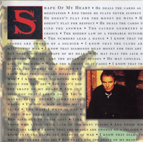 lyrics to "Shape of my heart"