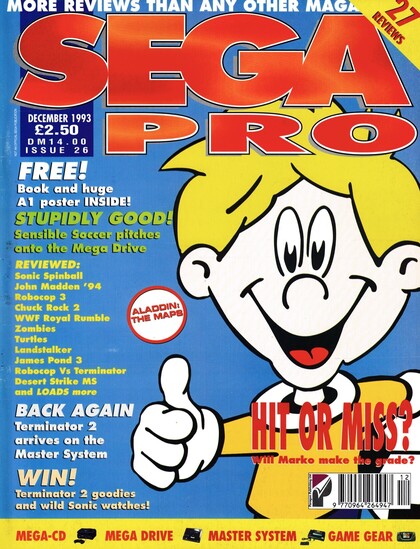 Front cover for Sega Pro 26 - Christmas 1993 (UK) featuring Marko's Magic Football on Mega Drive