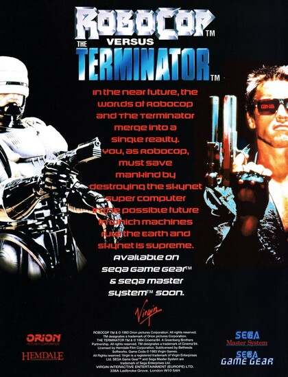 Back cover for Sega Pro 26 - Christmas 1993 (UK) featuring an advertisement for Robocop versus Terminator.