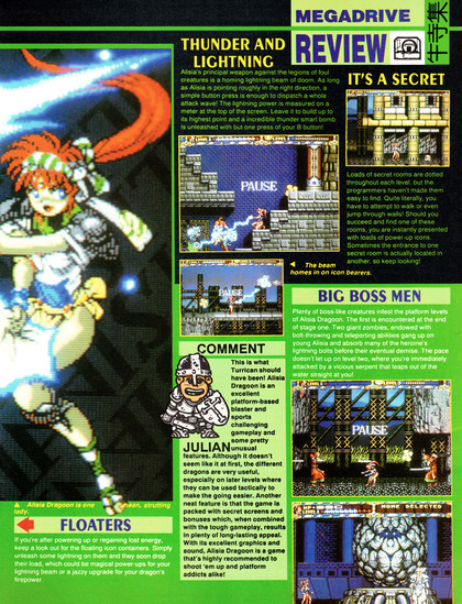 Review for Alisia Dragoon on Mega Drive from Mean Machines 18 - March 1992 (UK)

score: 87%