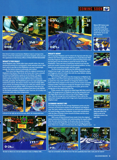 Showcase for WipEout 2097 on Sega Saturn.
Taken from Official Sega Saturn Magazine 21 - July 1997 (UK)
