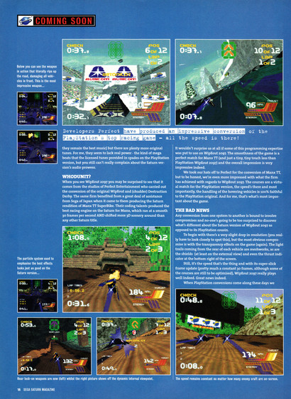 Showcase for WipEout 2097 on Sega Saturn.
Taken from Official Sega Saturn Magazine 21 - July 1997 (UK)
