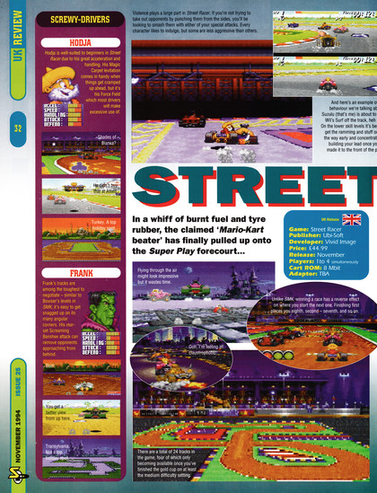 Review for Street Racer on Super Nintendo from Super Play 25 - November 1994 (UK).

score: 91%