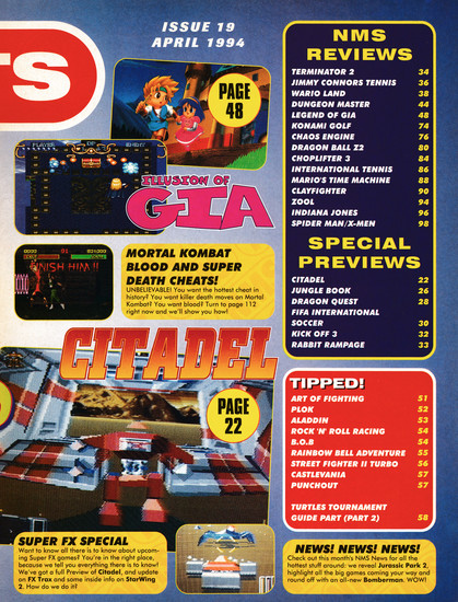 And the contents pages for Nintendo Magazine System 19 - April 1994 (UK)