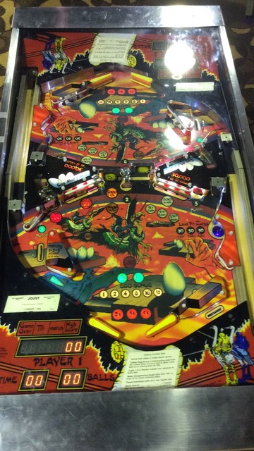 Williams Joust pinball machine, top-down view showing both playfield parts