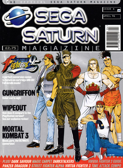 Front cover for Official Sega Saturn Magazine 6 - April 1996 (UK), featuring The King of Fighters '95 on Sega Saturn
