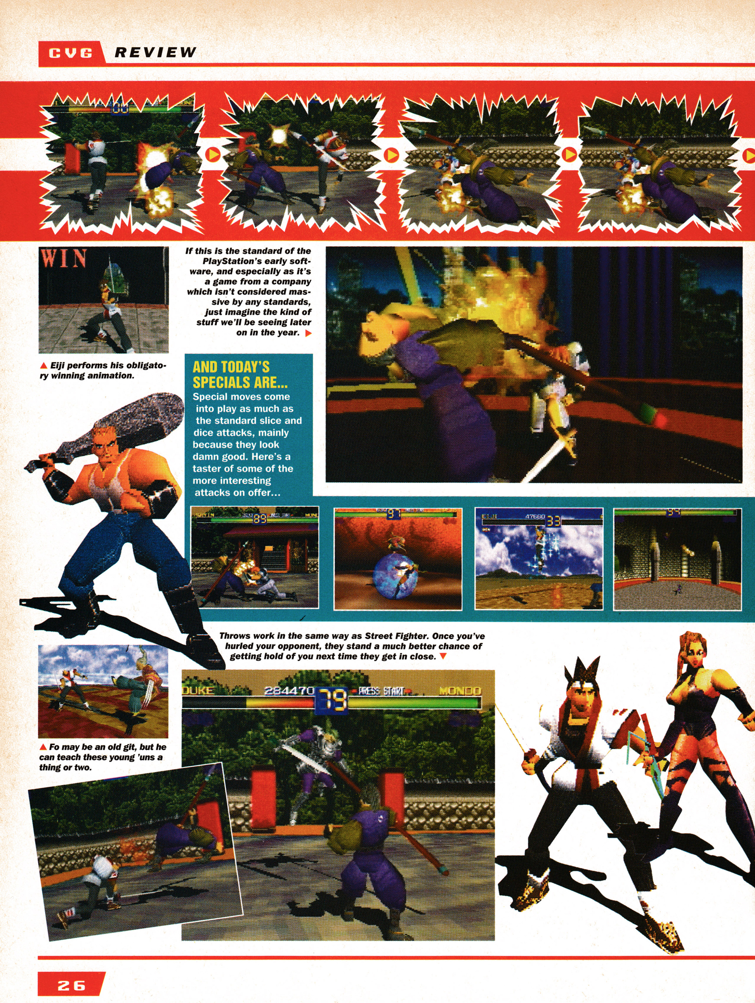 Review for Battle Arena Toshinden on PSone from CVG 160 - March 1995 (UK)  score: 96%