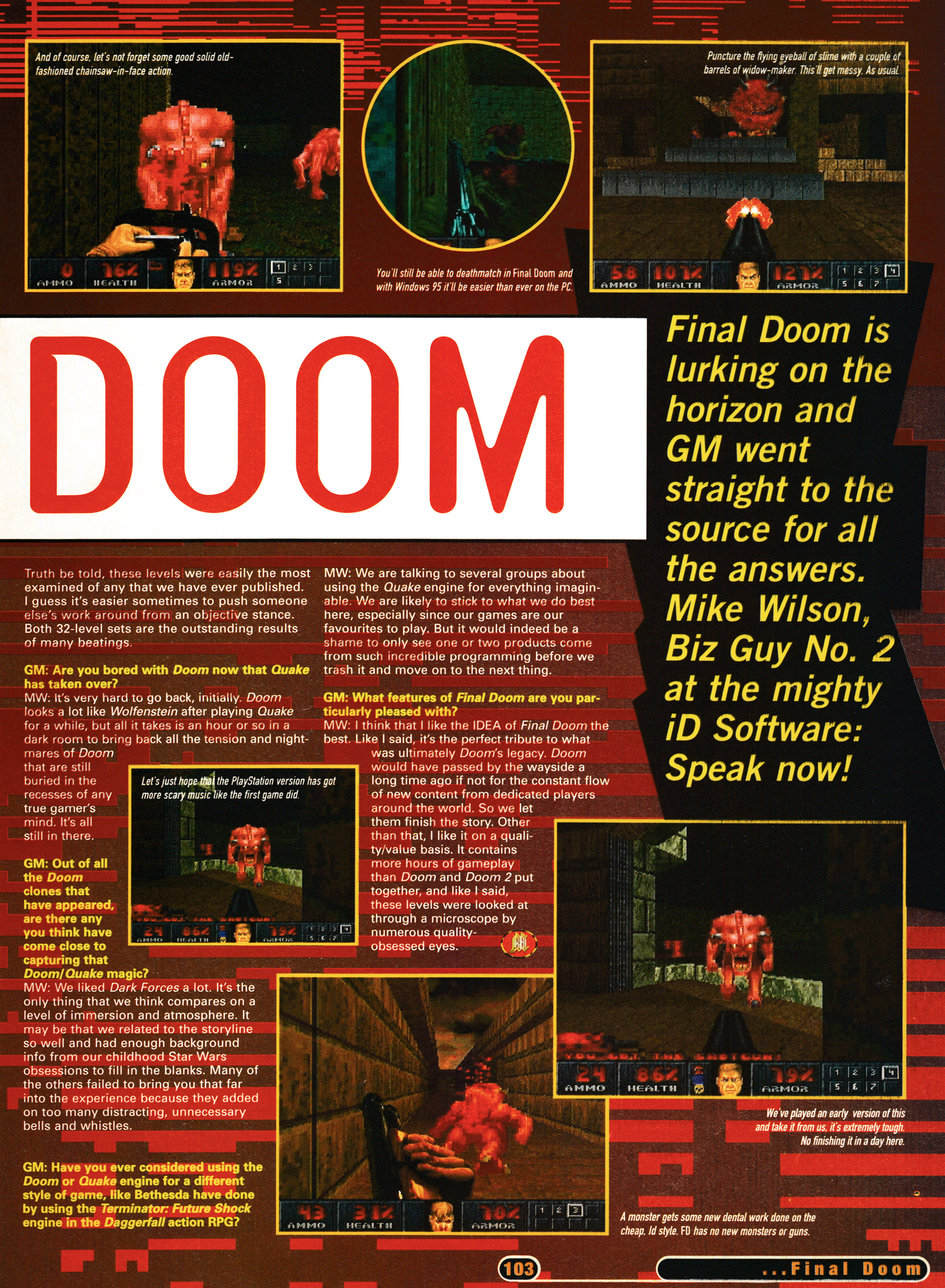 Interview with Mike Wilson from id Software on Final Doom for the PSone and PC.