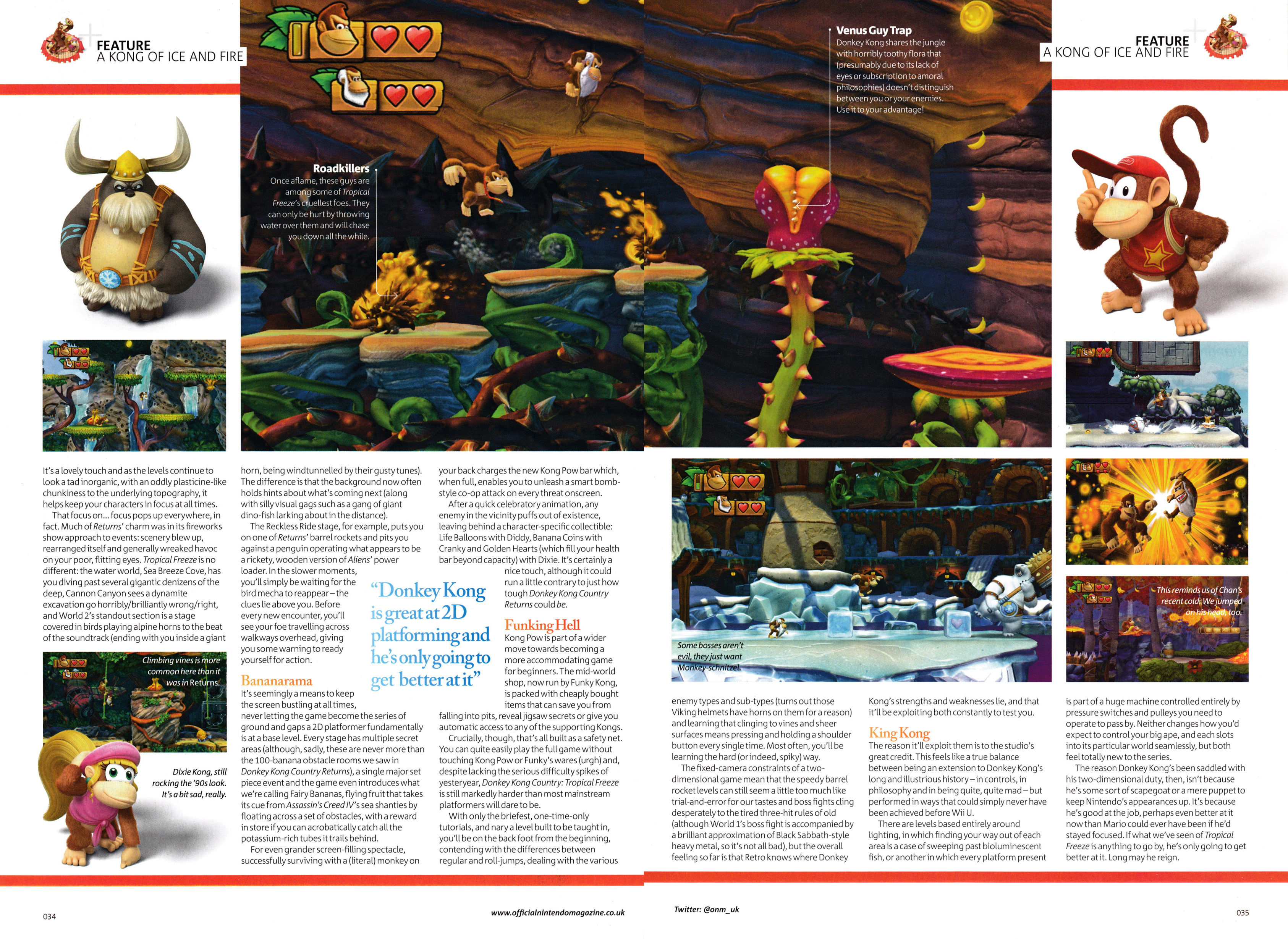 Feature for Country Tropical Freeze on Wii U, including interviews with Michael Kelbauah and Kensuke Tanabe. Taken from Official Nintendo Magazine 102