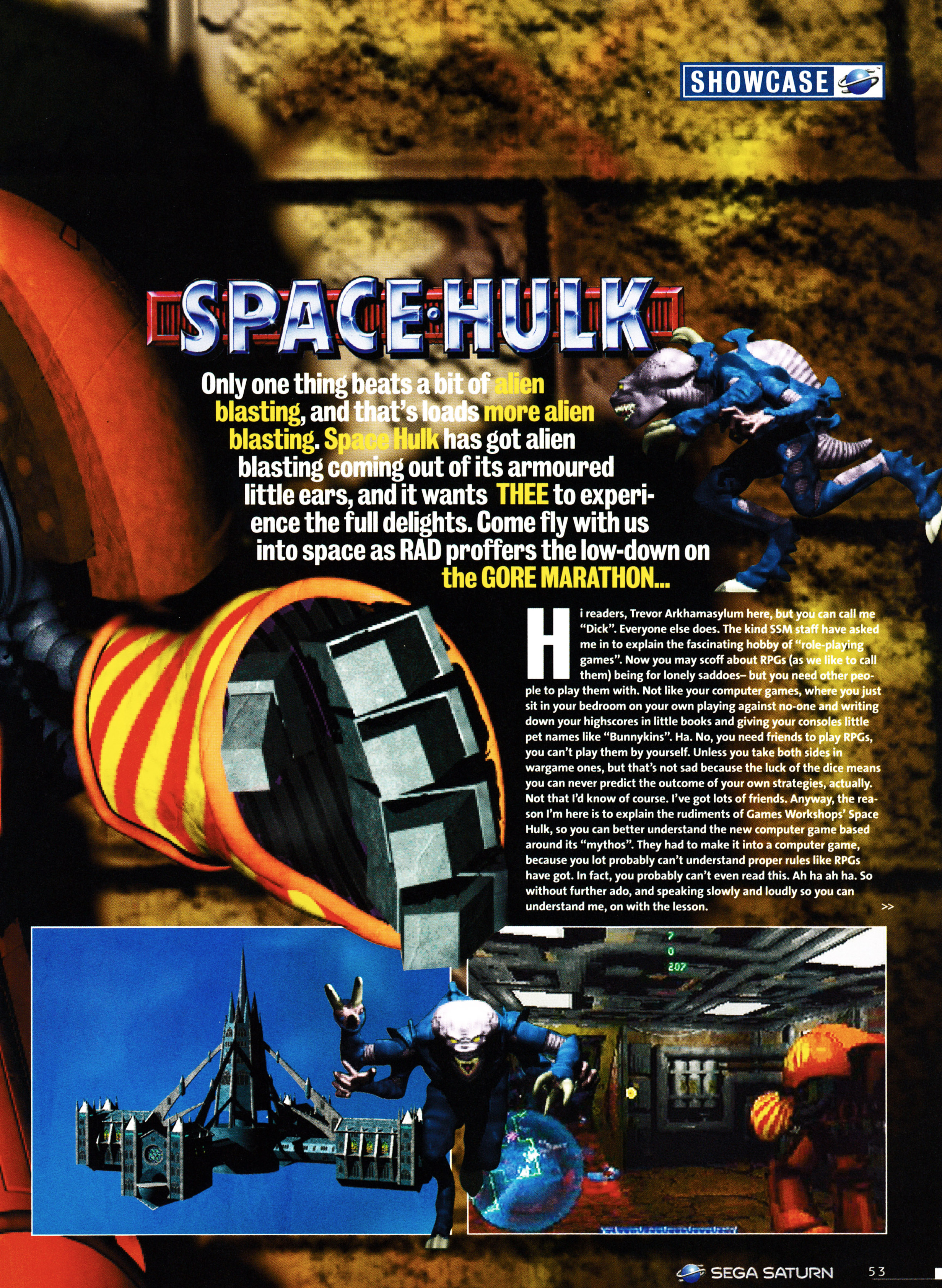 Feature on Space Hulk Vengeance of the Blood Angels for Sega Saturn from Official Sega Saturn Magazine 9 - July 1996 (UK)