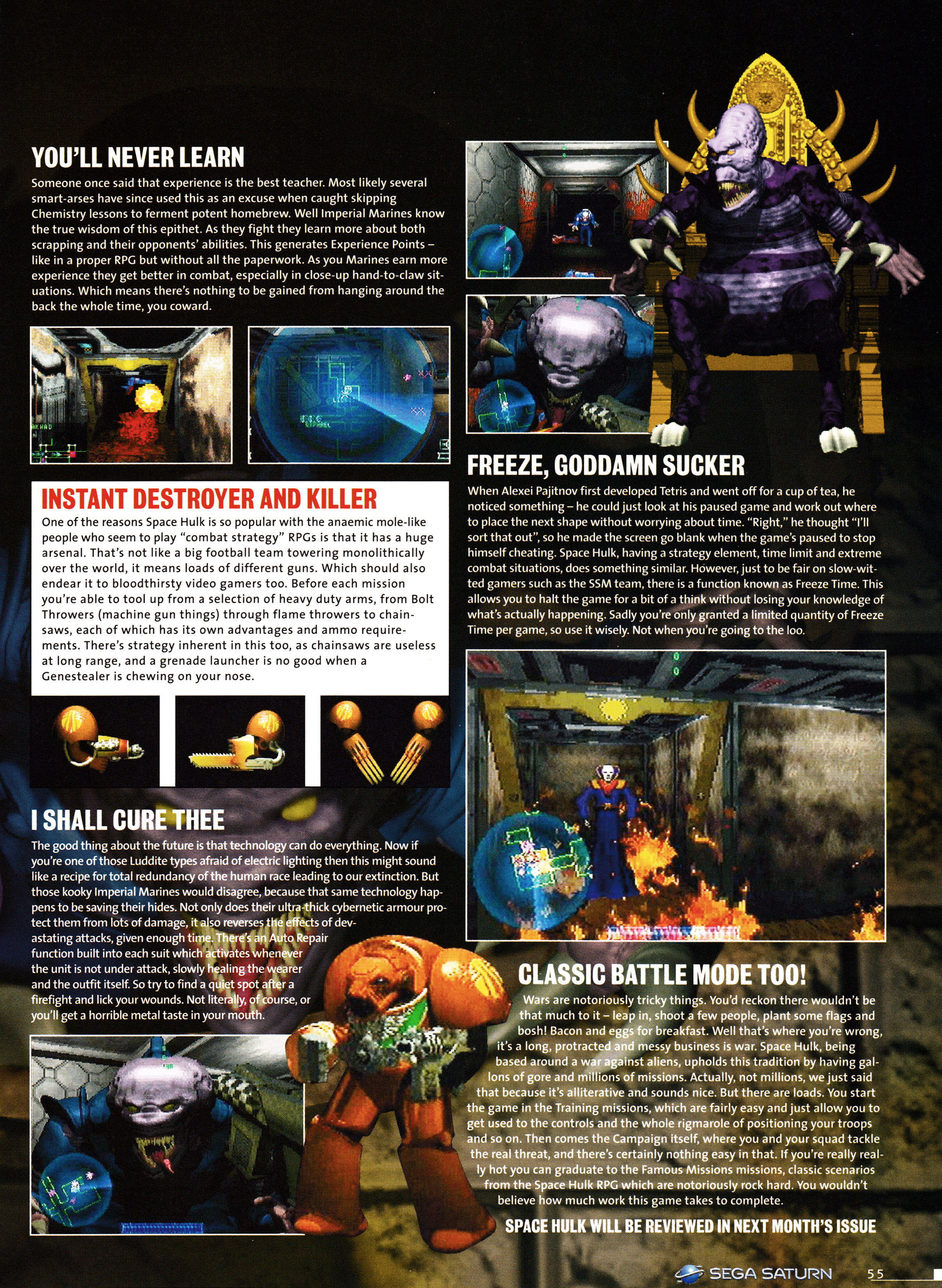 Feature on Space Hulk Vengeance of the Blood Angels for Sega Saturn from Official Sega Saturn Magazine 9 - July 1996 (UK)