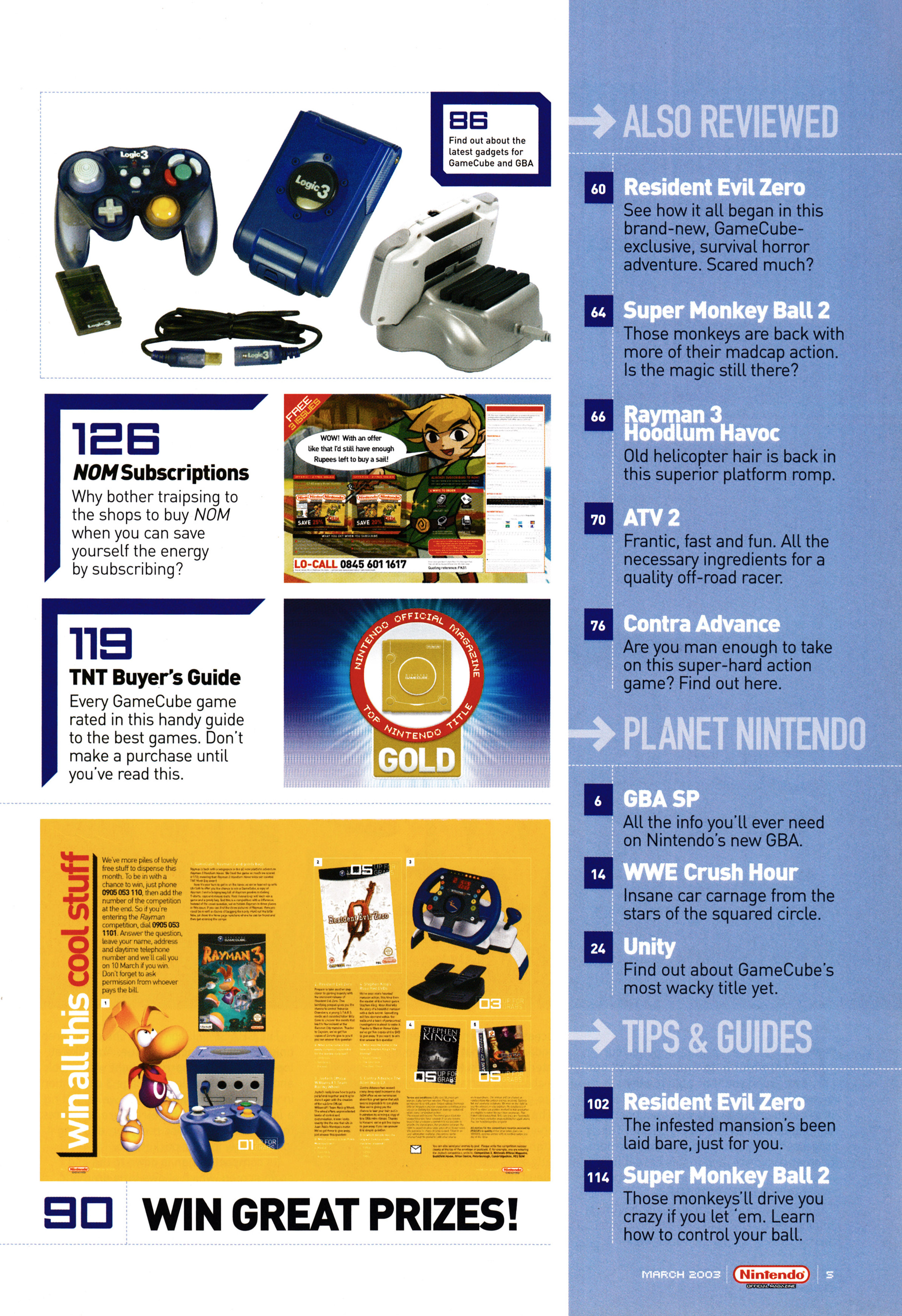 And the contents pages for Nintendo Official Magazine 126 - March 2003 (UK)