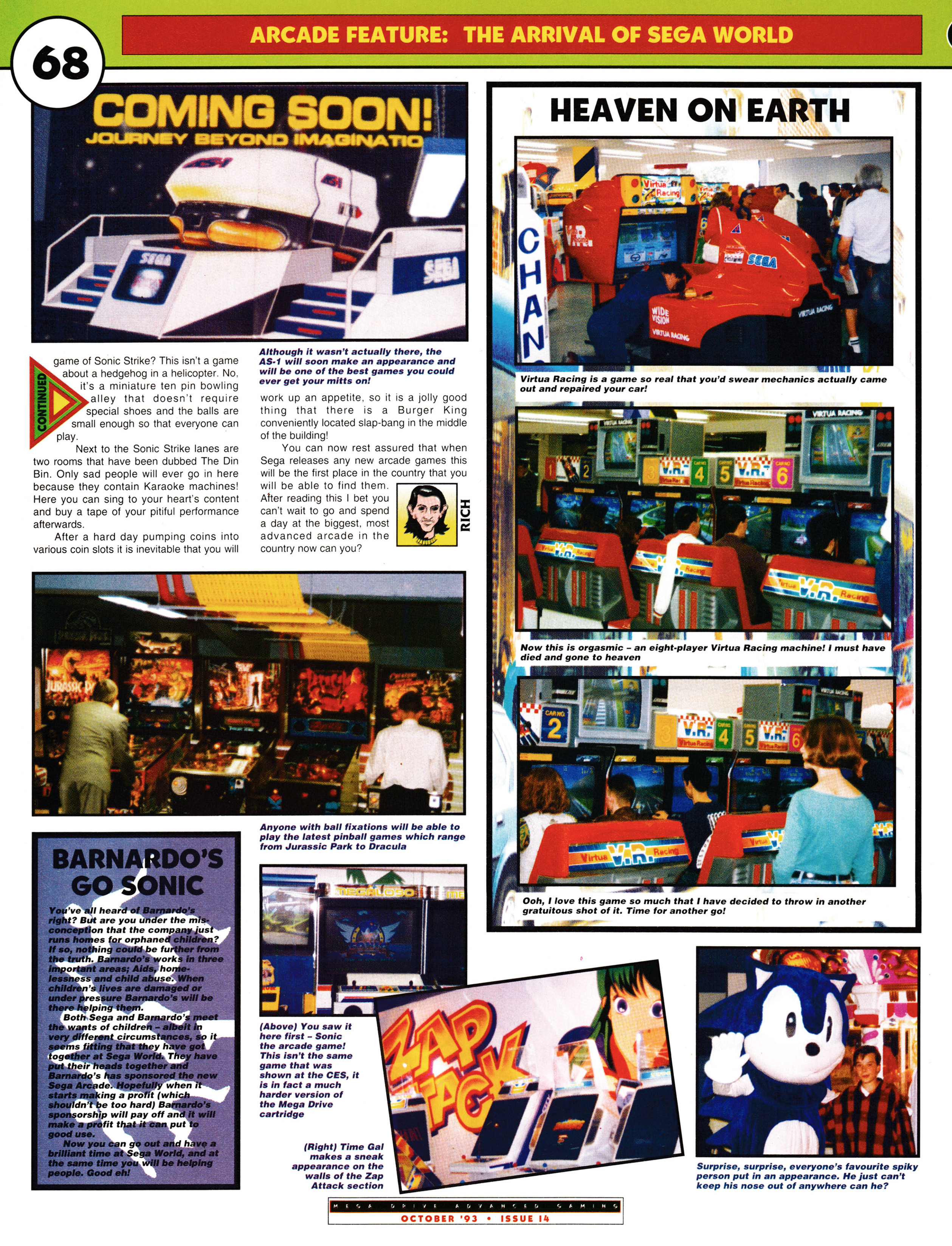 Arcade feature titled: Welcome to Sega World Taken from Mega Drive Advanced Gaming 14 - October 1993 (UK) 