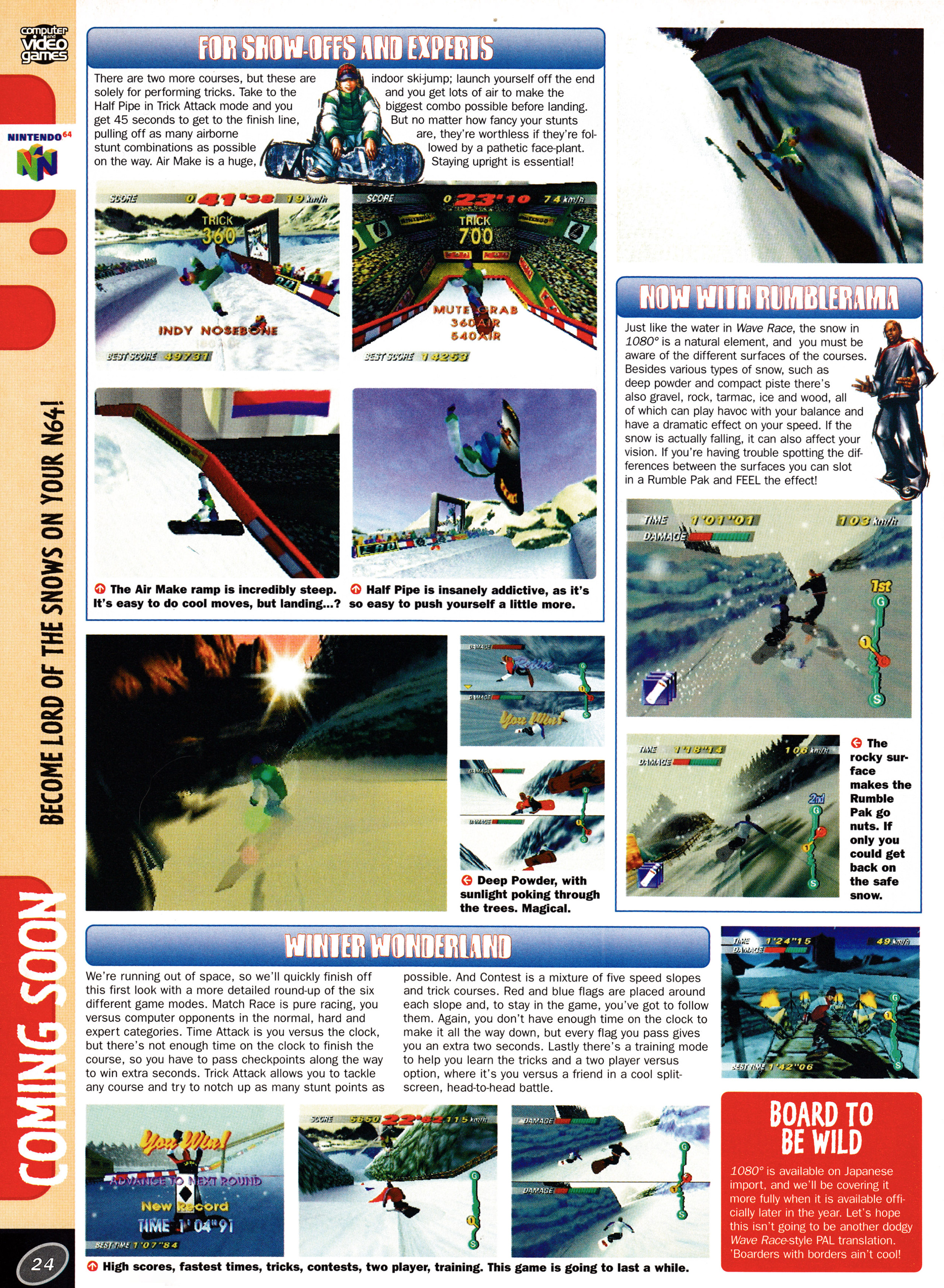 This is a preview for 1080° Snowboarding on Nintendo 64 from CVG 198 - May 1998 (UK)
