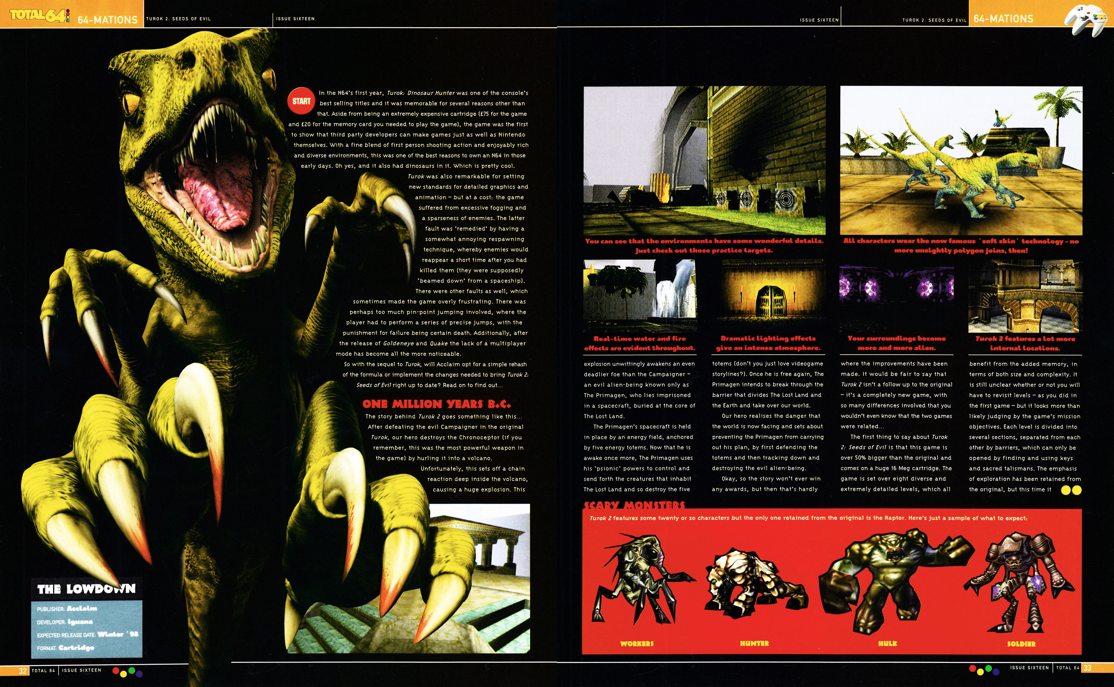 Feature for Turok 2: Seeds of Evil on Nintendo 64 from Total 64 No.16 Volume 2 Issue 4 - June 1998 (UK) 