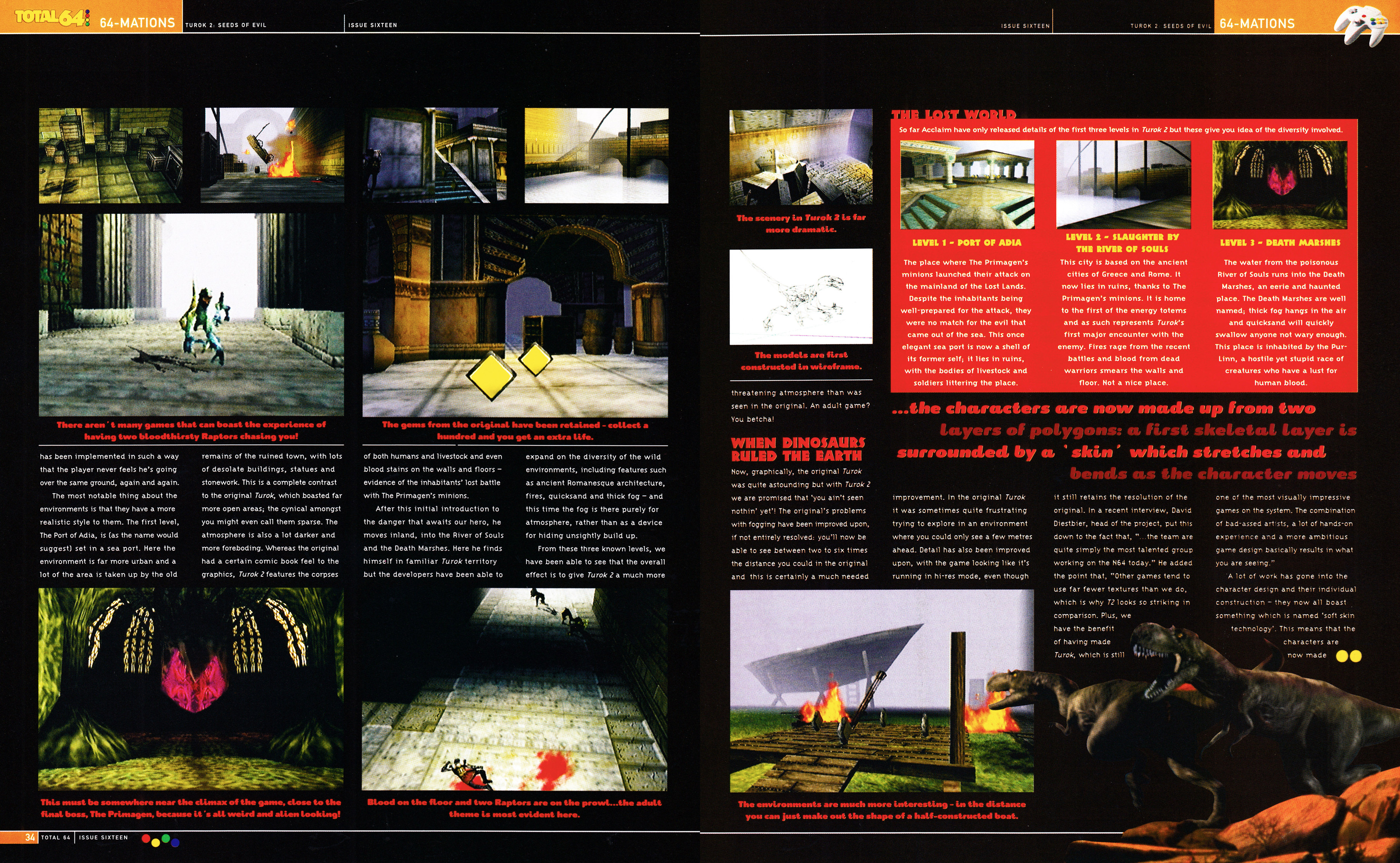 Feature for Turok 2: Seeds of Evil on Nintendo 64 from Total 64 No.16 Volume 2 Issue 4 - June 1998 (UK) 