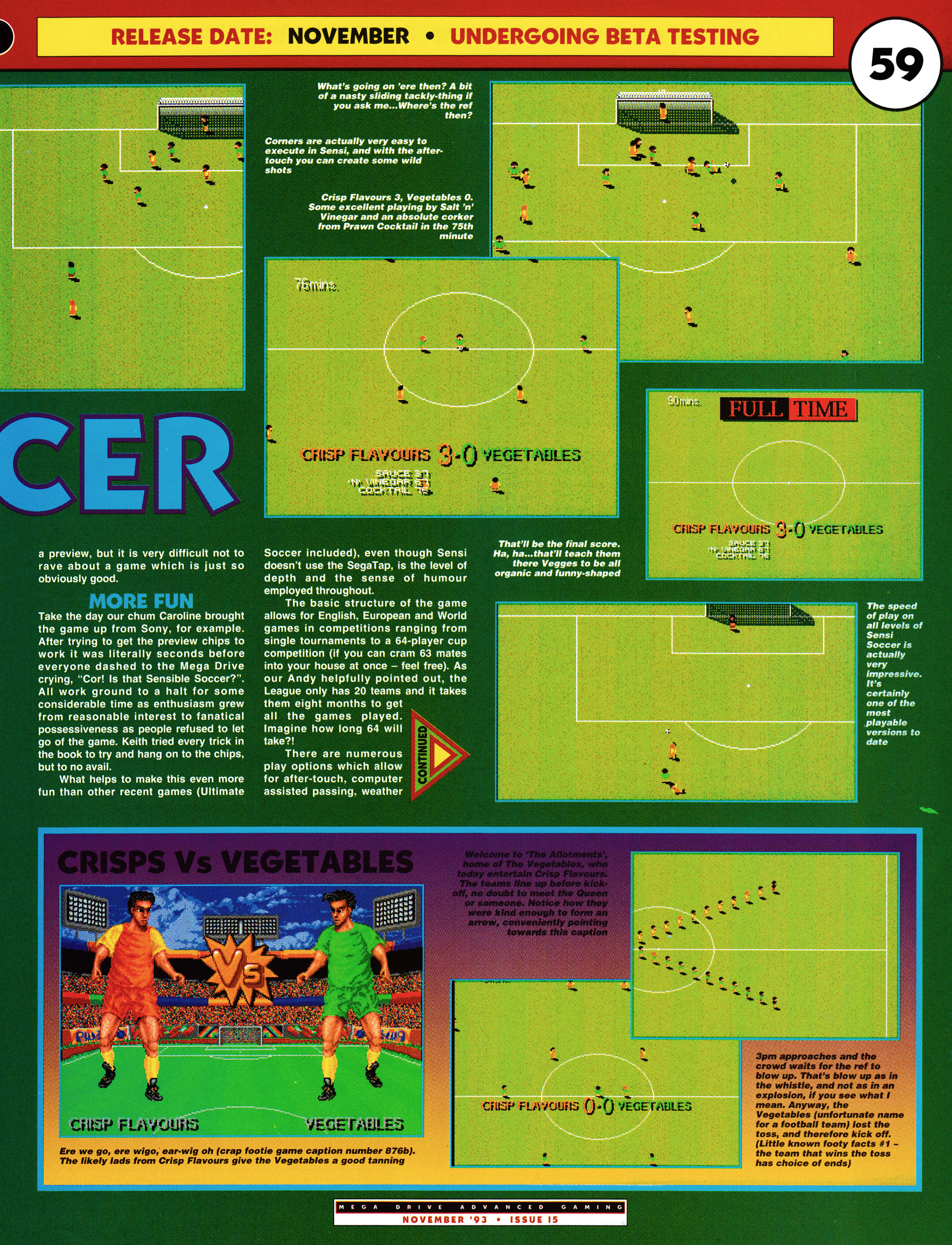 Preview for Sensible Soccer on Mega Drive from Mega Drive Advanced Gaming 15 - November 1993 (UK) 