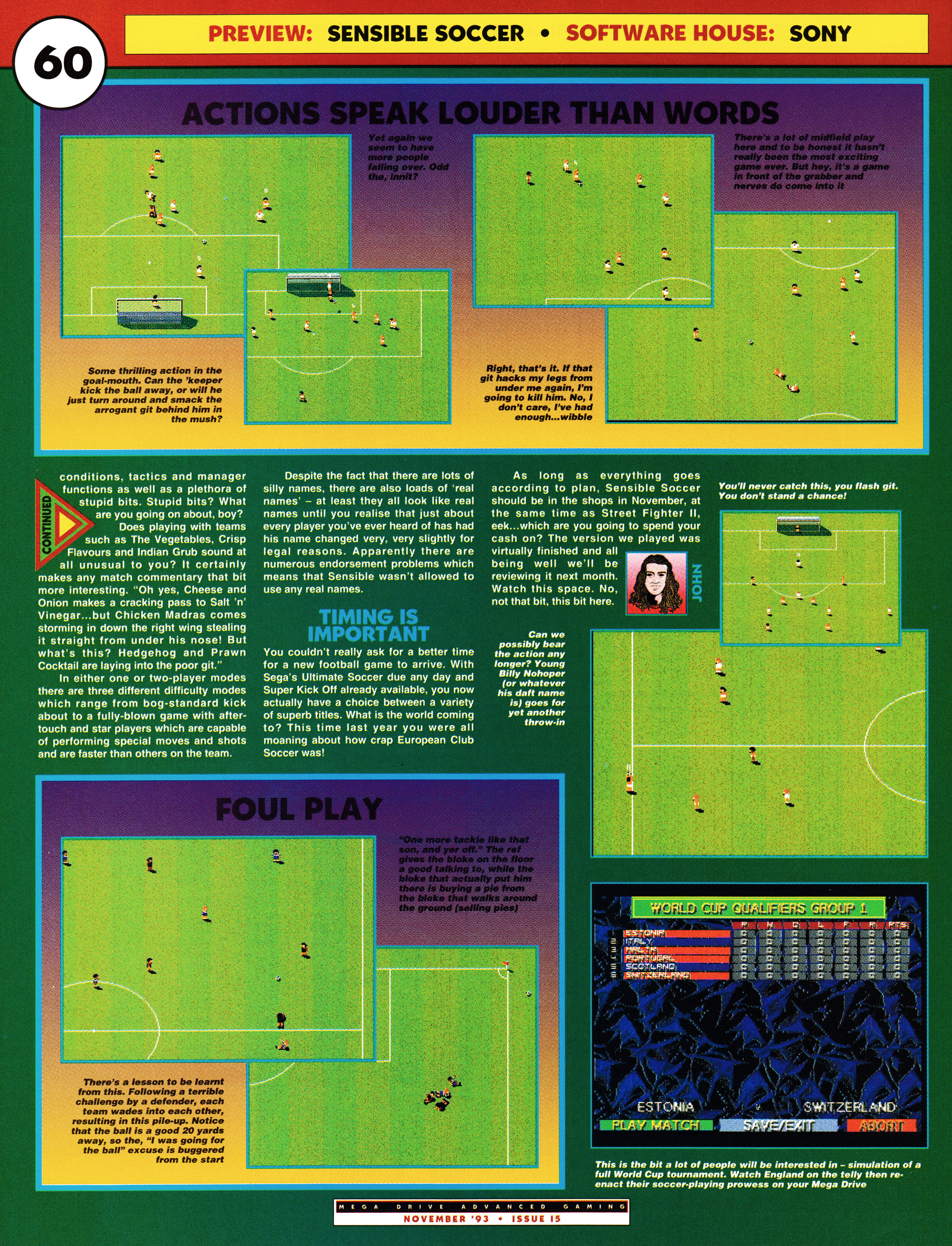 Preview for Sensible Soccer on Mega Drive from Mega Drive Advanced Gaming 15 - November 1993 (UK) 