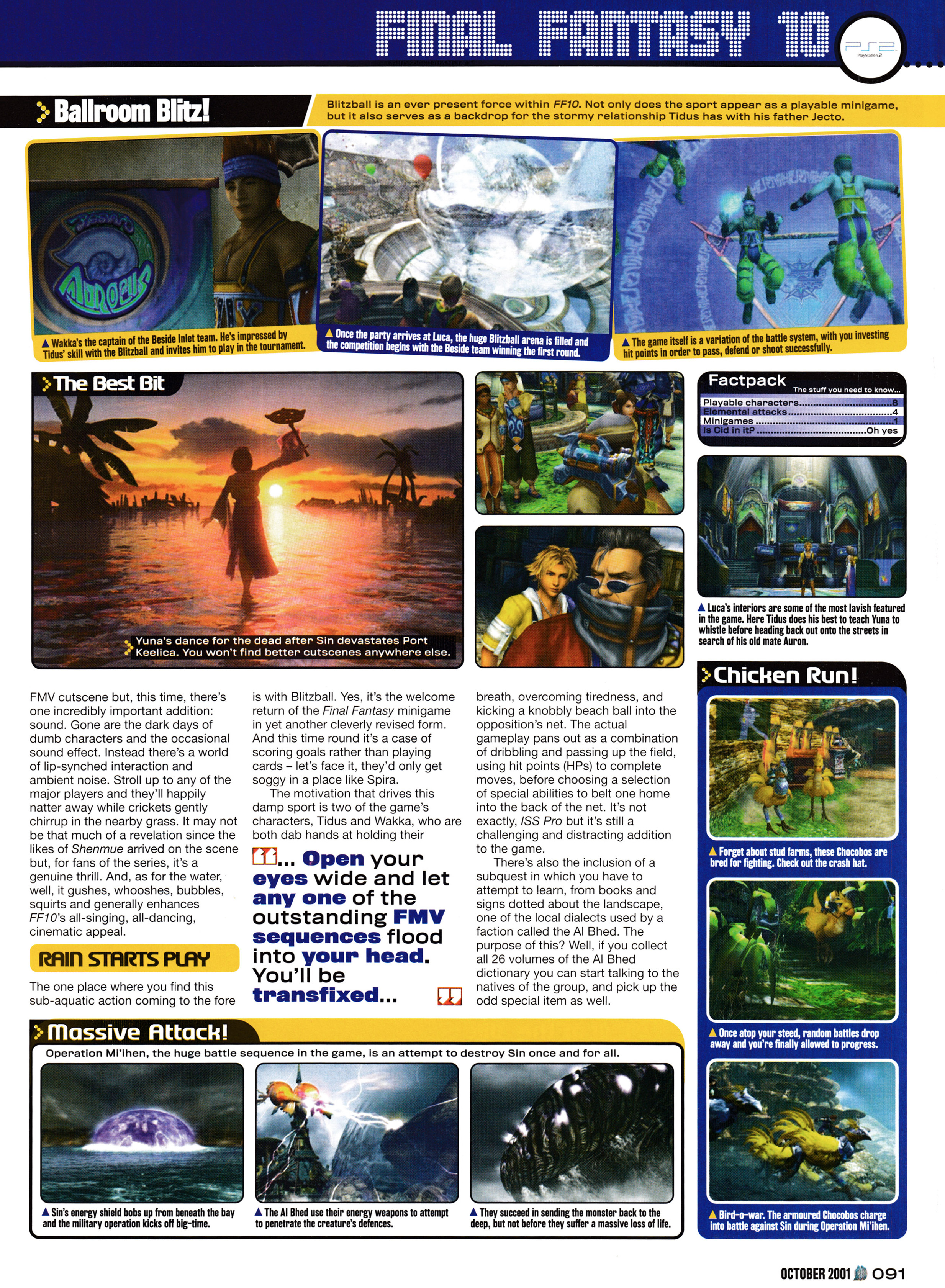 First up in the review for Final Fantasy X on PlayStation 2 from GamesMaster 112 - October 2001 (UK)  score: 93%