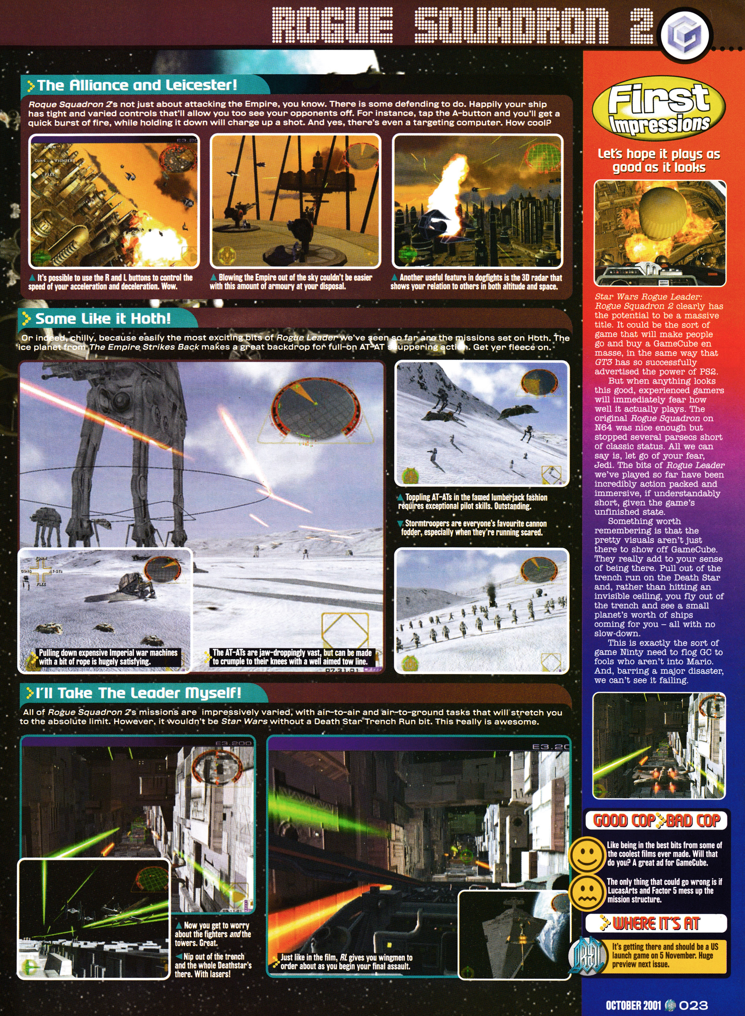 Preview for Star Wars Rogue Squadron 2: Rogue Leader on GameCube from GamesMaster 112 - October 2001 (UK) 