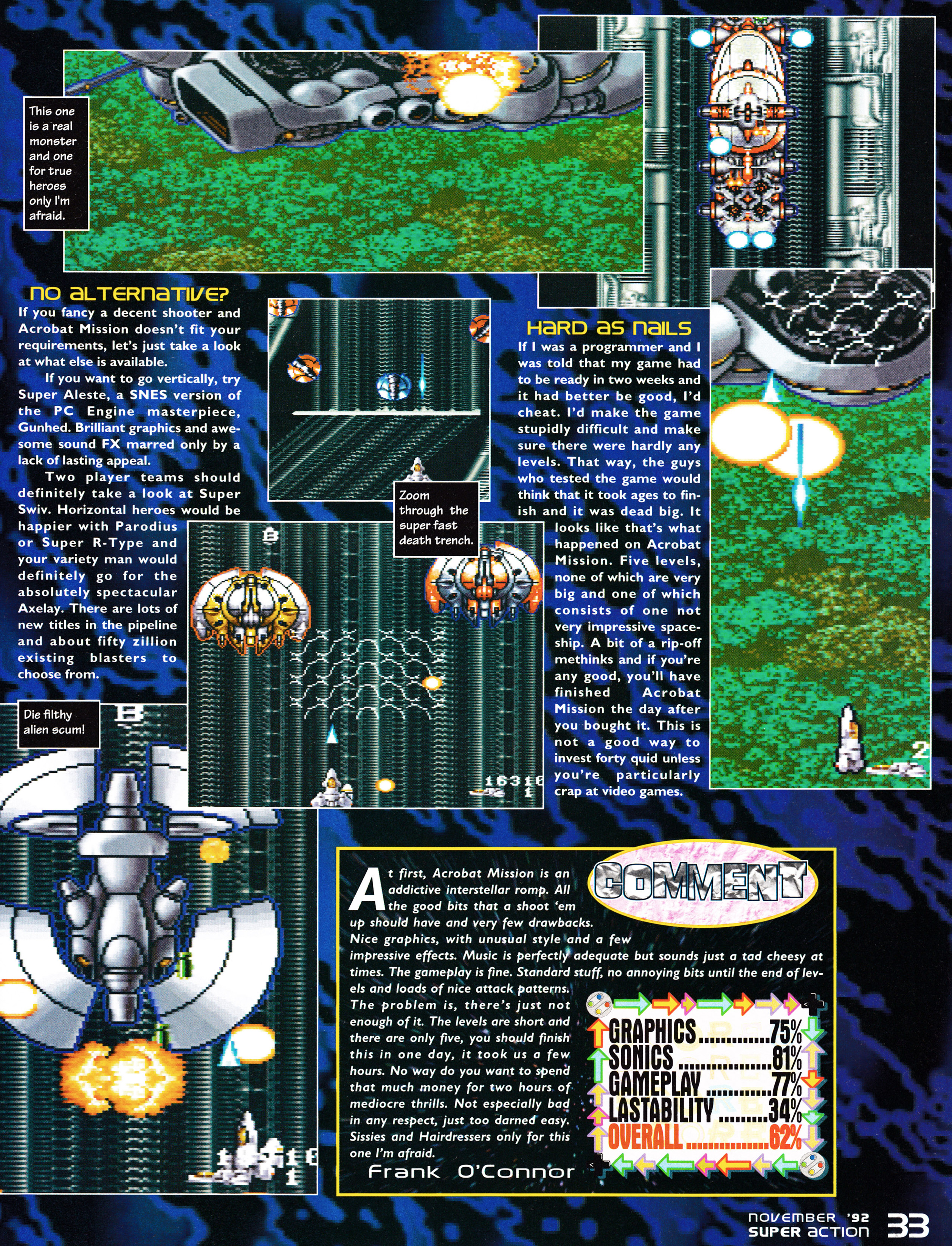 Review for Acrobat Mission on Super Nintendo From Super Action 3 - December 1992 (UK)  score: 62%