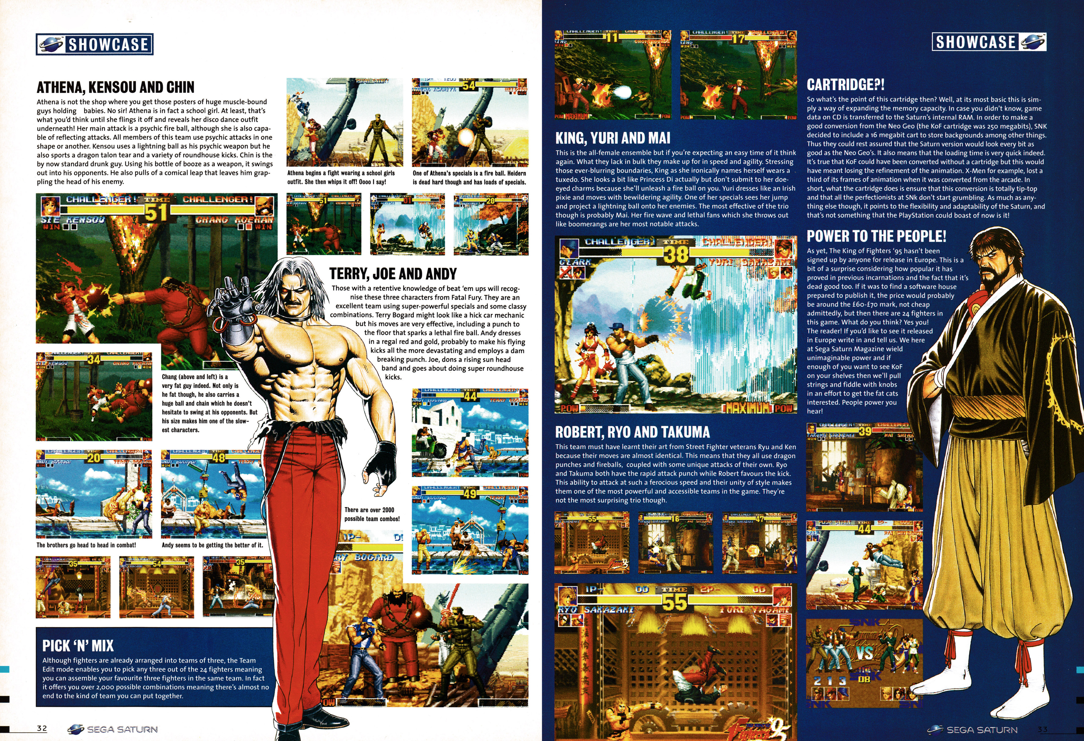 Feature on The King of Fighters '95 for Sega Saturn rom Official Sega Saturn Magazine 6 - April 1996 (UK)