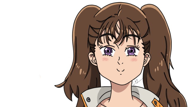 Digital illustration of the character Diane from the anime Seven Deadly Sins. A simple headshot of her smiling and looking directly into the camera. 